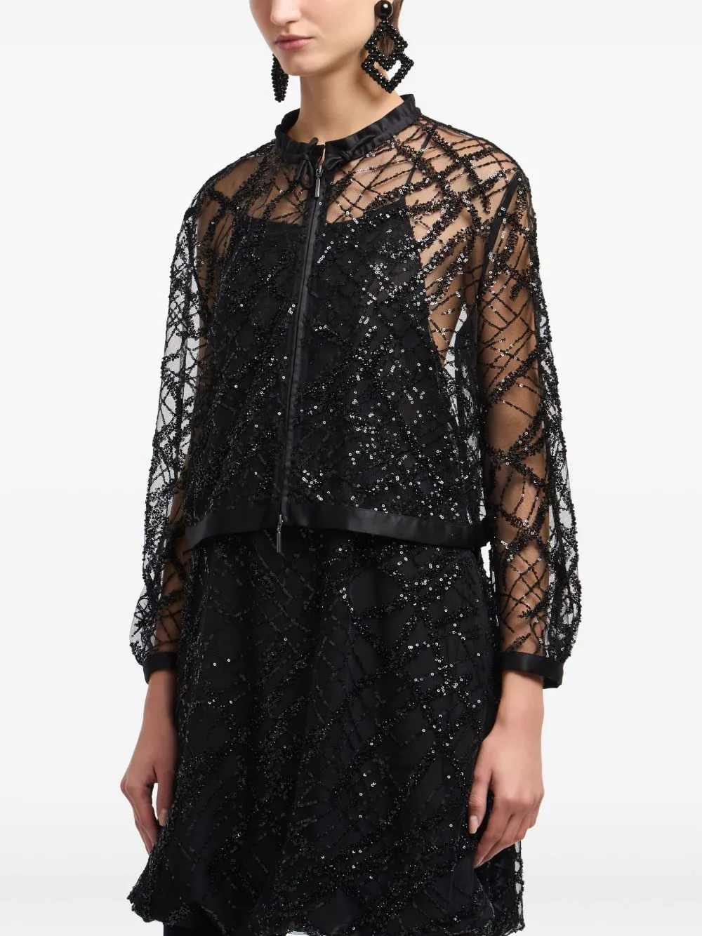 BLACK SEQUIN SHEER JACKET sold by Lord & Taylor
