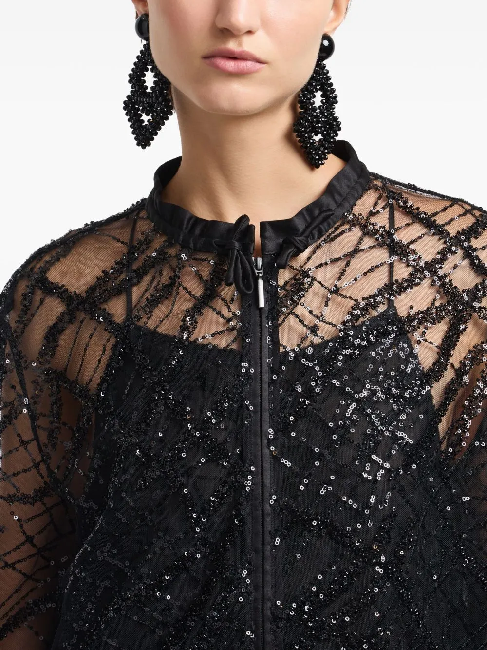 BLACK SEQUIN SHEER JACKET sold by Lord & Taylor product image thumbnail 2