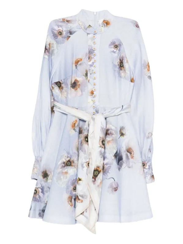 LILAC FLORAL BUTTON-FRONT DRESS sold by Lord & Taylor