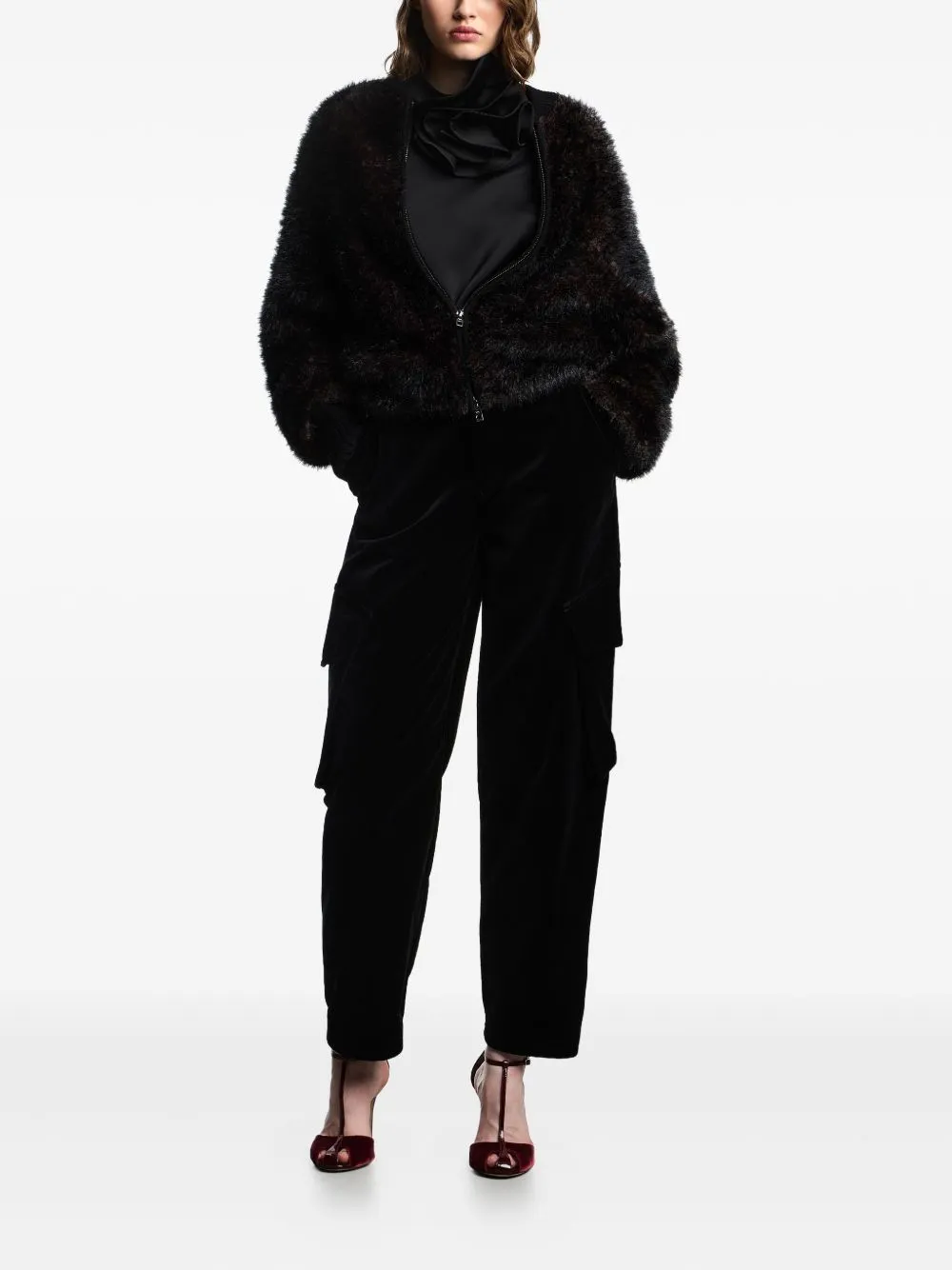 BLACK SATIN RUFFLED NECKLINE sold by Lord & Taylor product image thumbnail 5