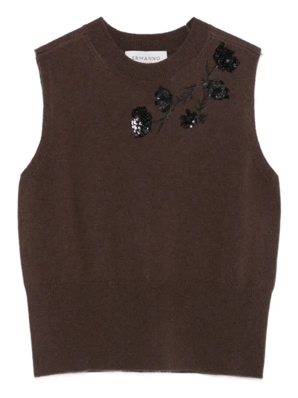 BROWN WOOL SEQUIN FLORAL sold by Lord & Taylor