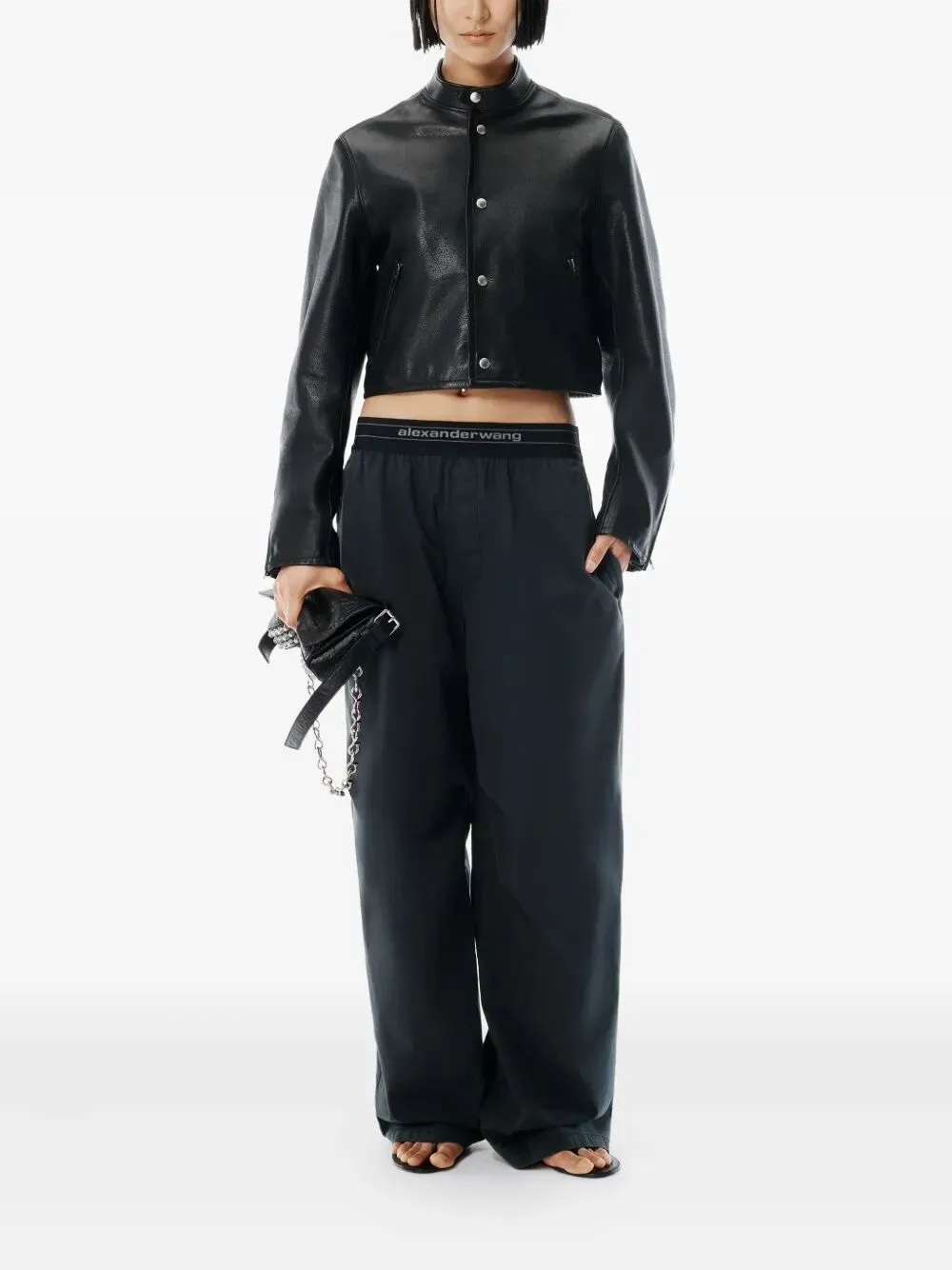 BLACK COTTON BLEND WIDE-LEG PANT sold by Lord & Taylor product image thumbnail 3