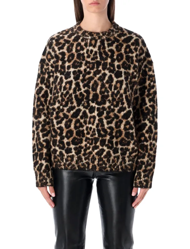 LEOPARD PRINT CREWNECK WOOL BLEND SWEATER sold by Lord & Taylor