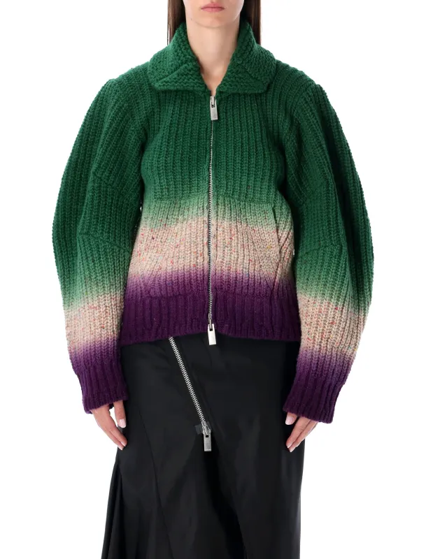 SACAI MULTICOLOR KNITTED WOOL BOMBER CARDIGAN sold by Lord & Taylor