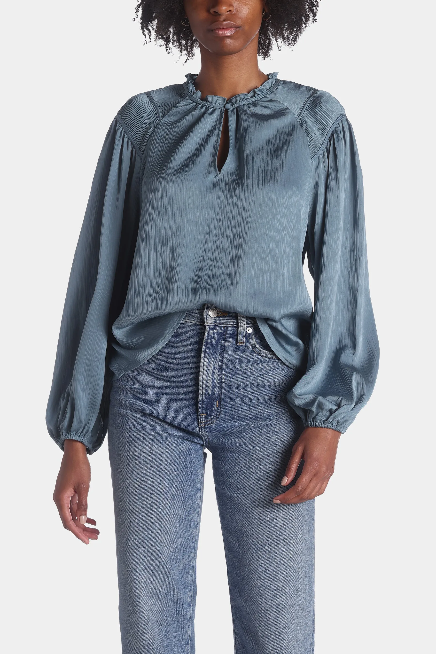 Long Sleeve Ruched Detail Raglan Top sold by Lord & Taylor