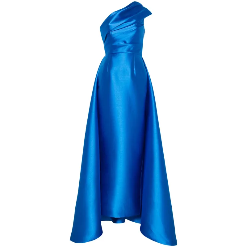 Topaz Blue One-Shoulder Satin Dress sold by Lord & Taylor