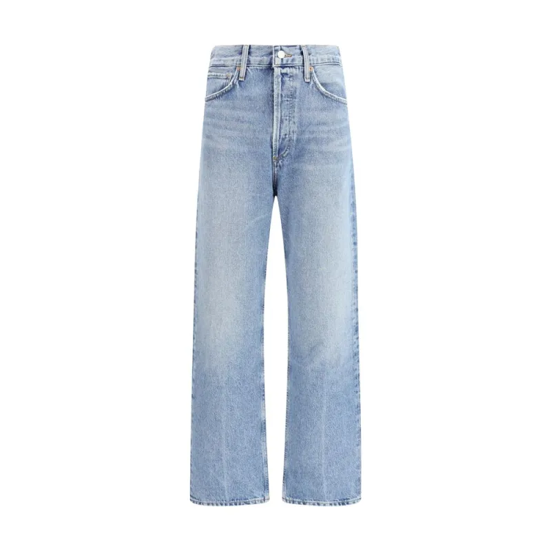 Blue Cotton Straight-Leg Jeans made by Agolde