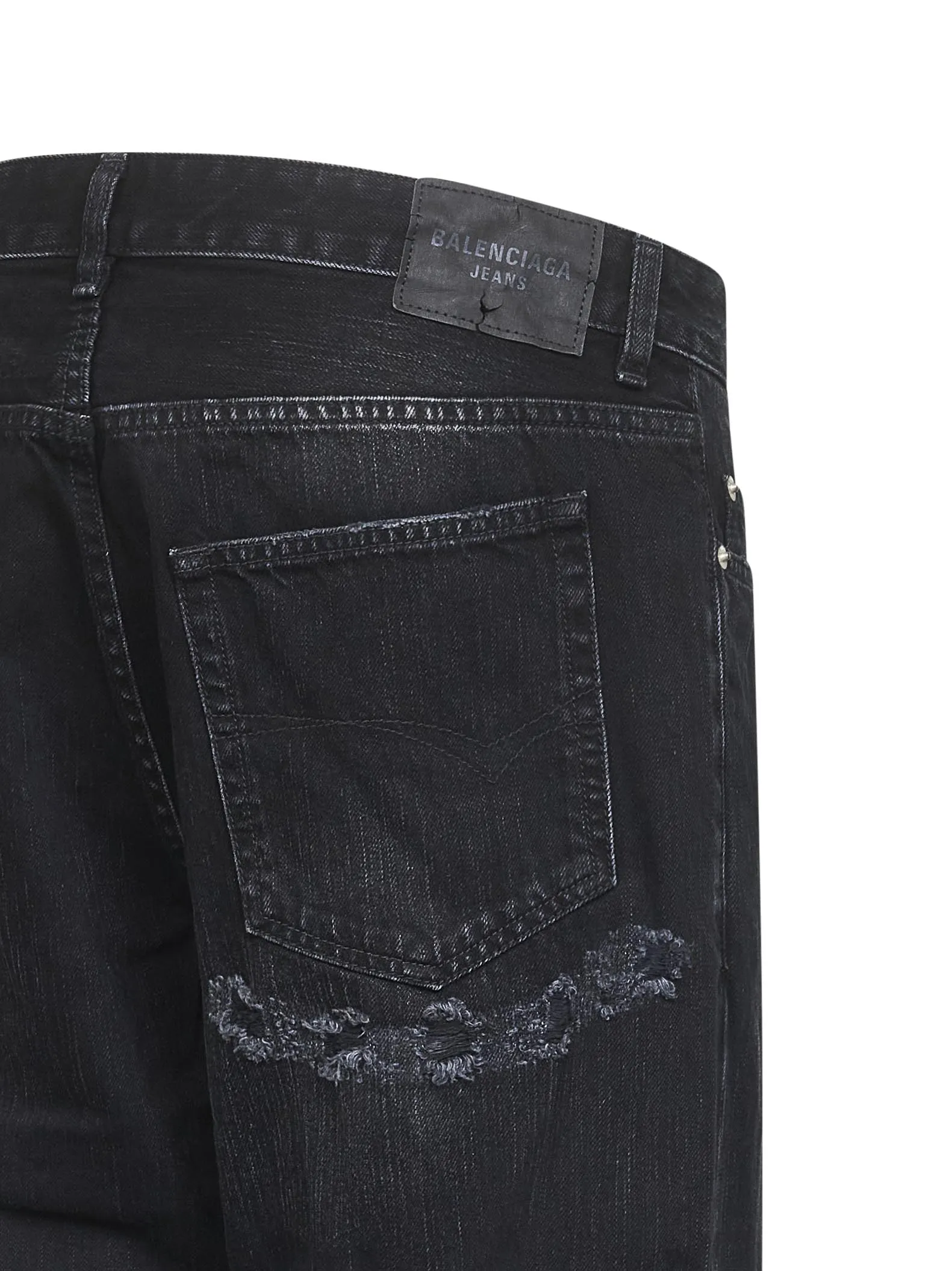 Black Distressed Relaxed Fit Jeans sold by Lord & Taylor product image thumbnail 3