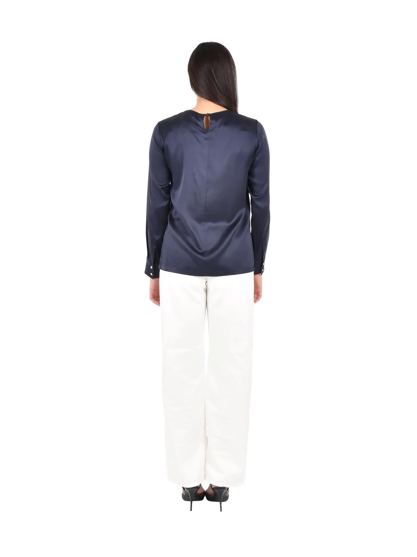 MaxMara Studio Blouse in Navy Blue sold by Lord & Taylor product image thumbnail 2