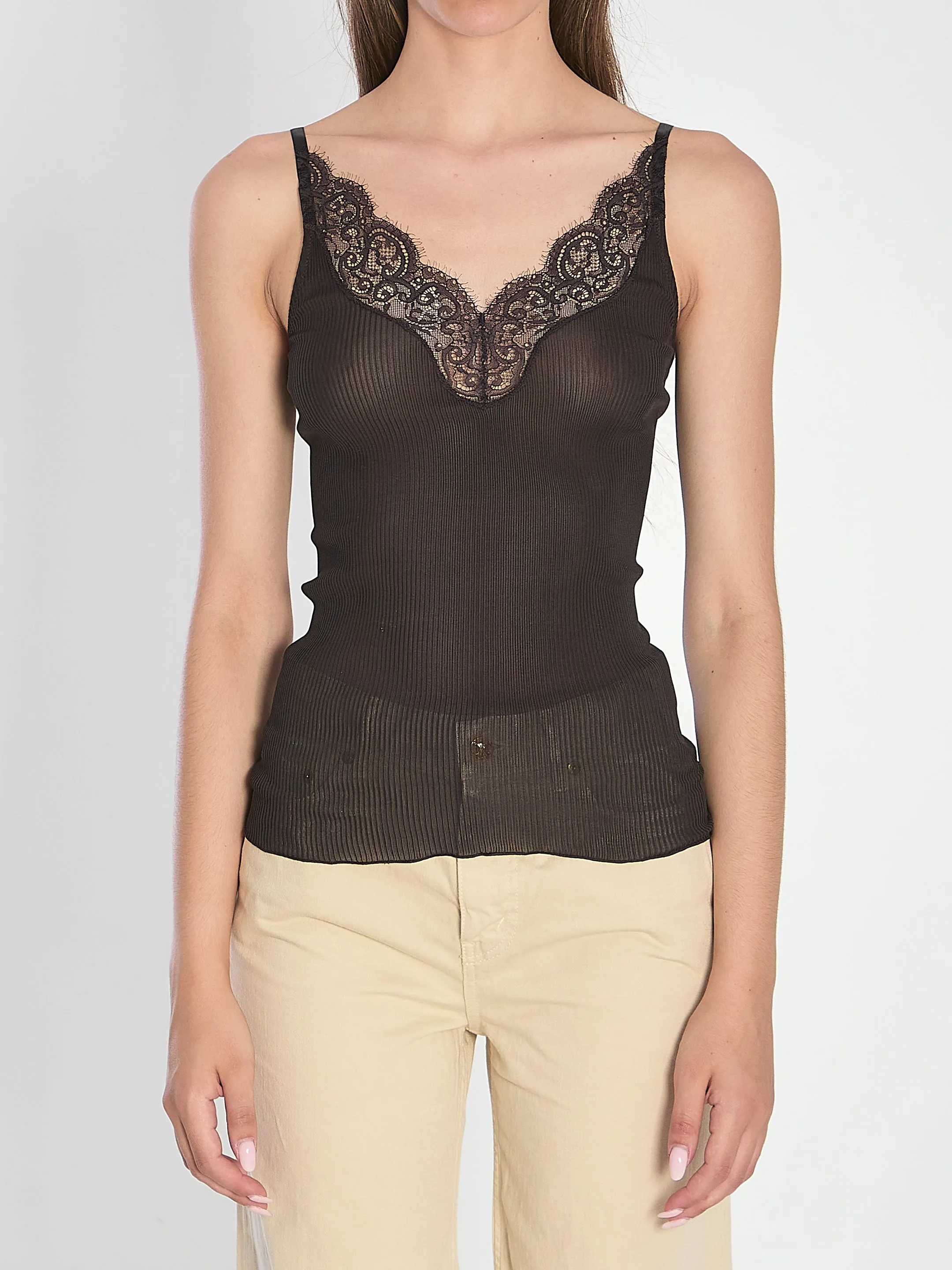 SLATE SILK TANK TOP sold by Lord & Taylor