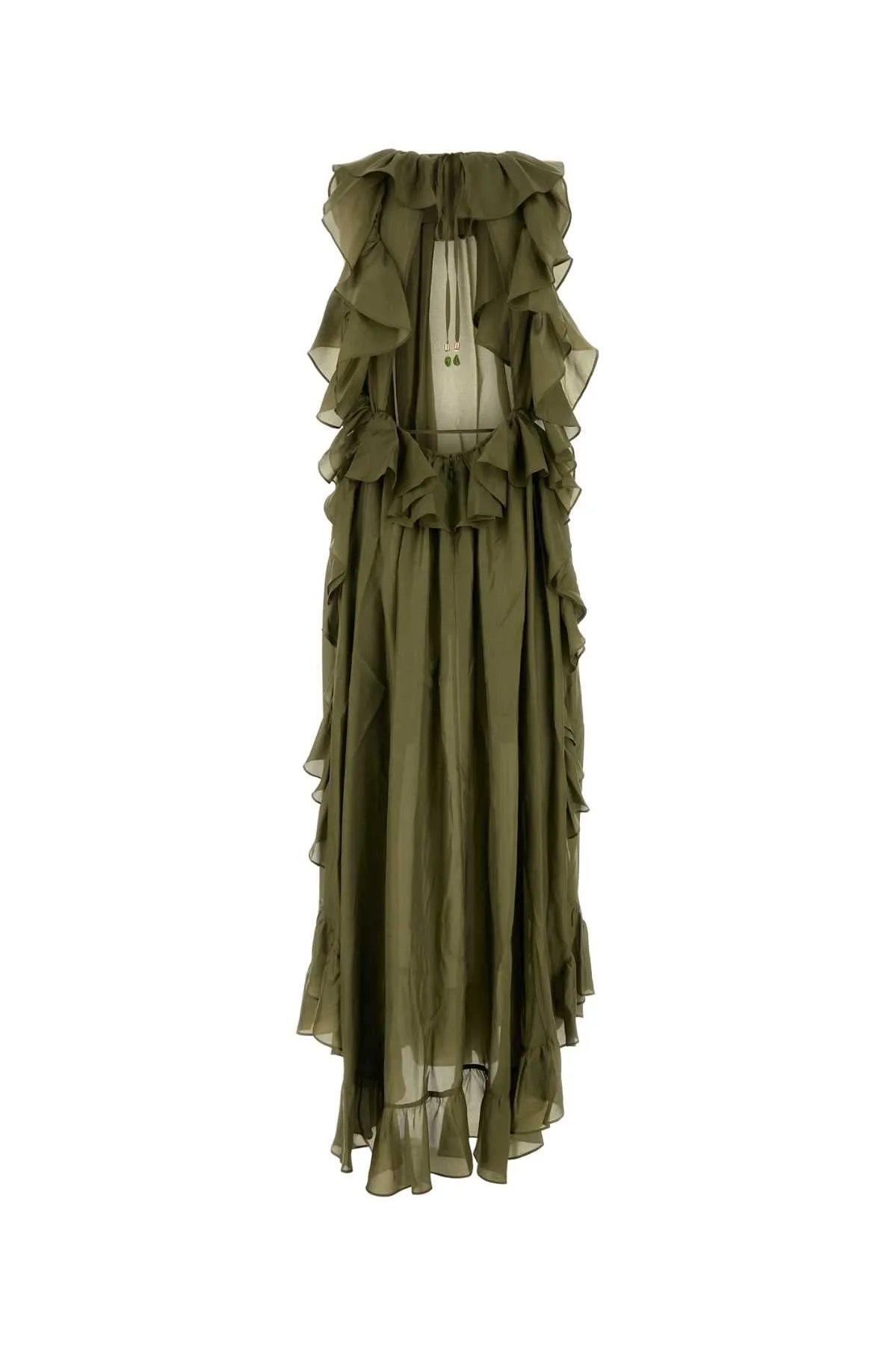 OLIVE GREEN SILK CASCADIAN DRESS sold by Lord & Taylor product image thumbnail 2