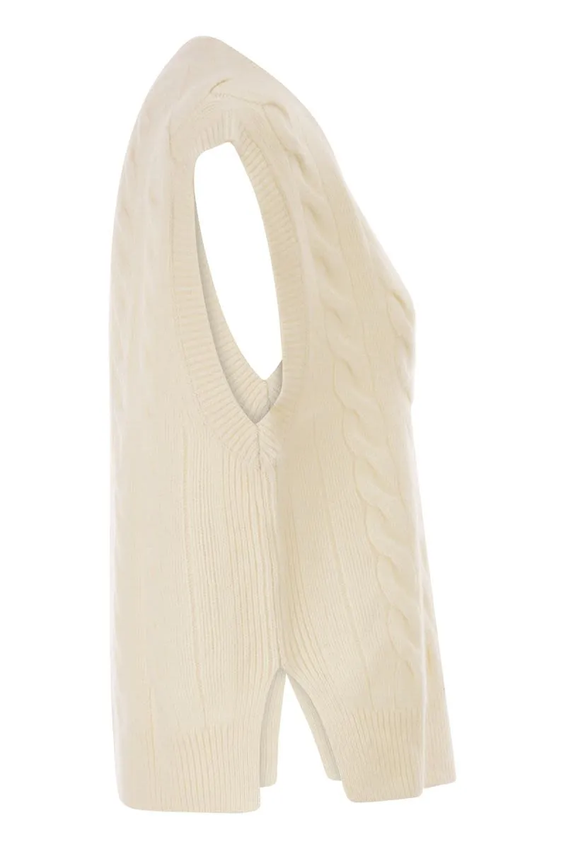 WOOL AND CASHMERE CABLE-KNIT VEST sold by Lord & Taylor product image thumbnail 3