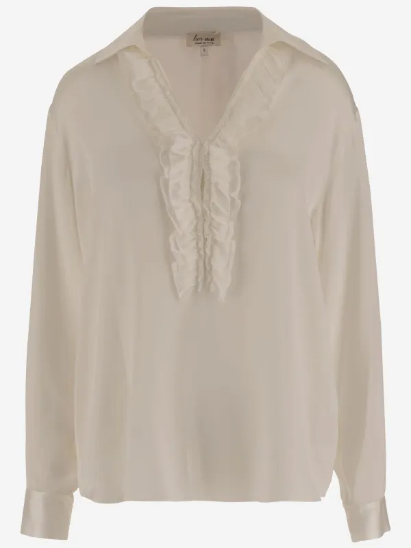 Stretch Silk Blouse with Ruffles sold by Lord & Taylor