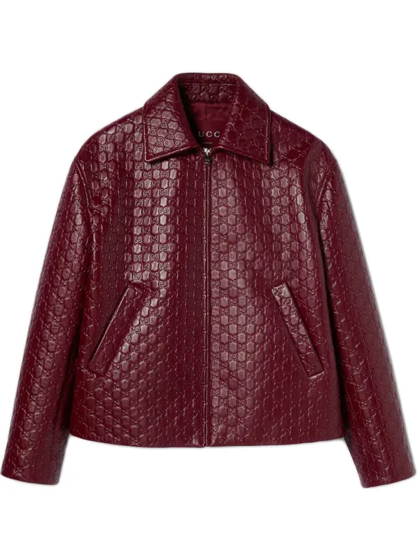 OVERSIZED LEATHER JACKET WITH EMBOSSED GG sold by Lord & Taylor