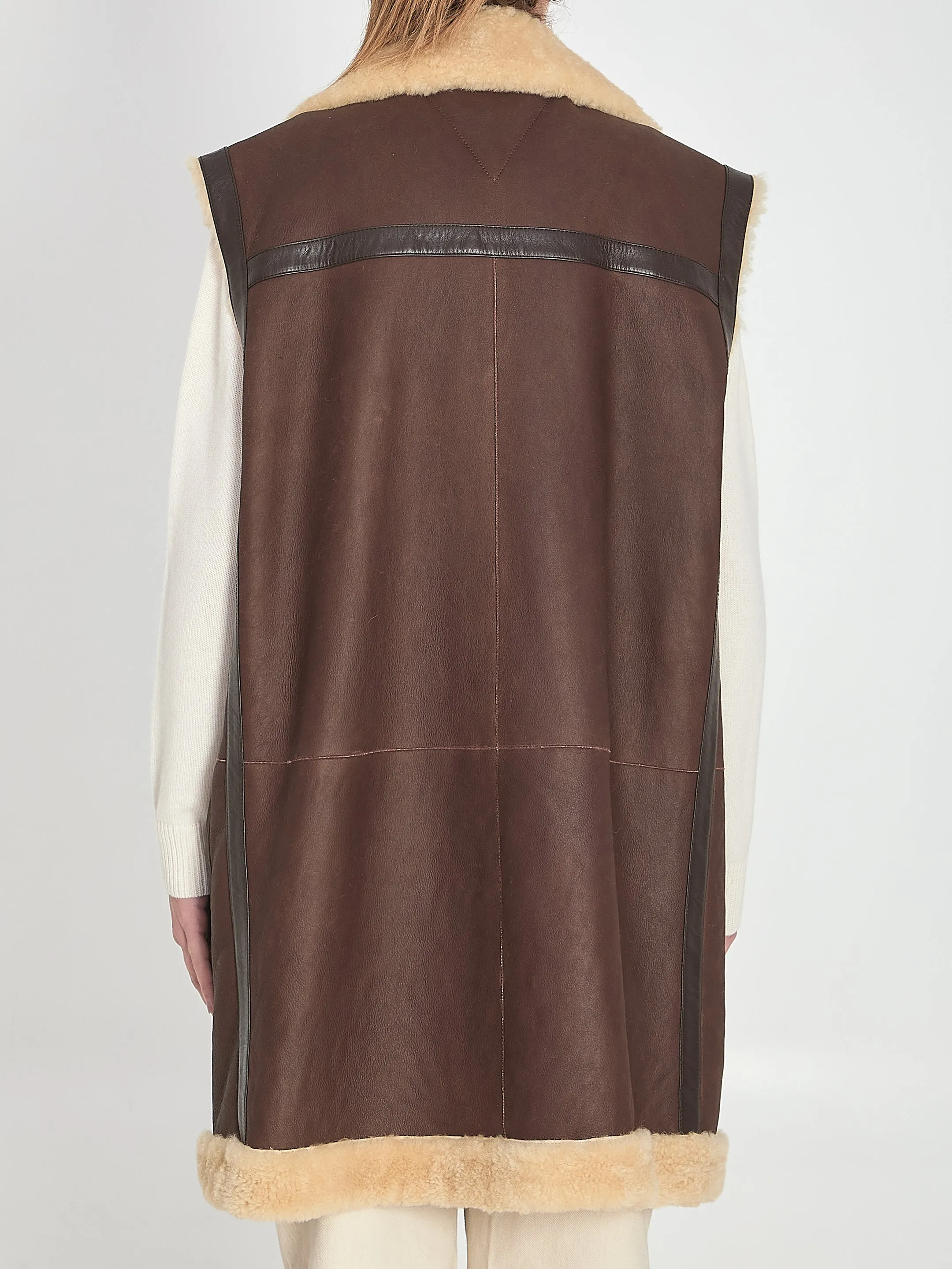 LEATHER AND SHEARLING VEST sold by Lord & Taylor product image thumbnail 4