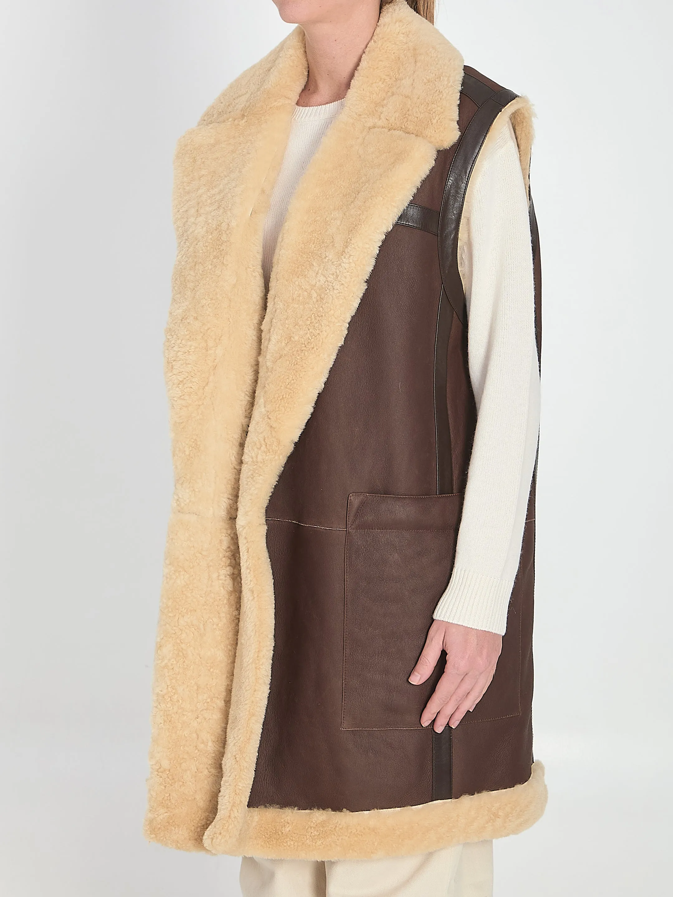 LEATHER AND SHEARLING VEST sold by Lord & Taylor product image thumbnail 2