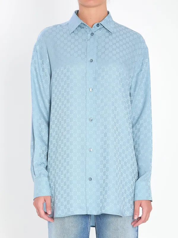 GG SILK JACQUARD OVERSIZED SHIRT sold by Lord & Taylor