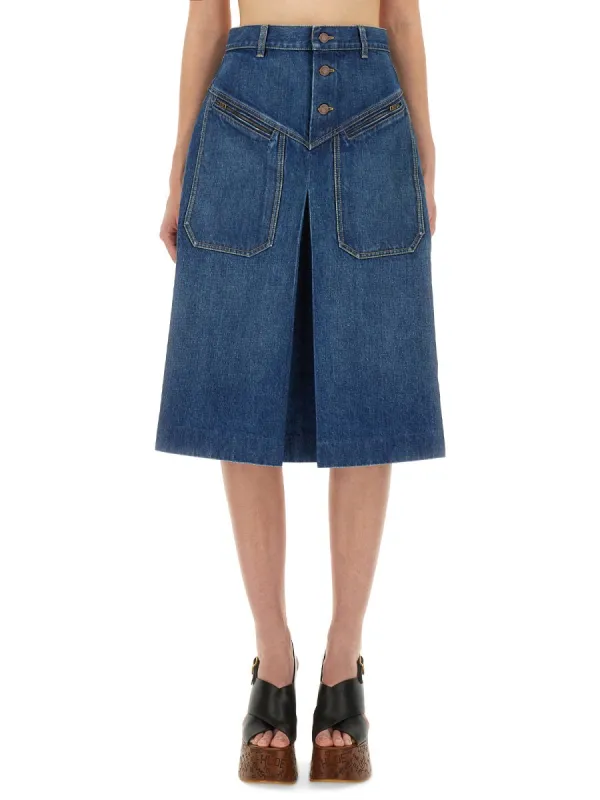 DENIM KNEELENGTH SKIRT sold by Lord & Taylor