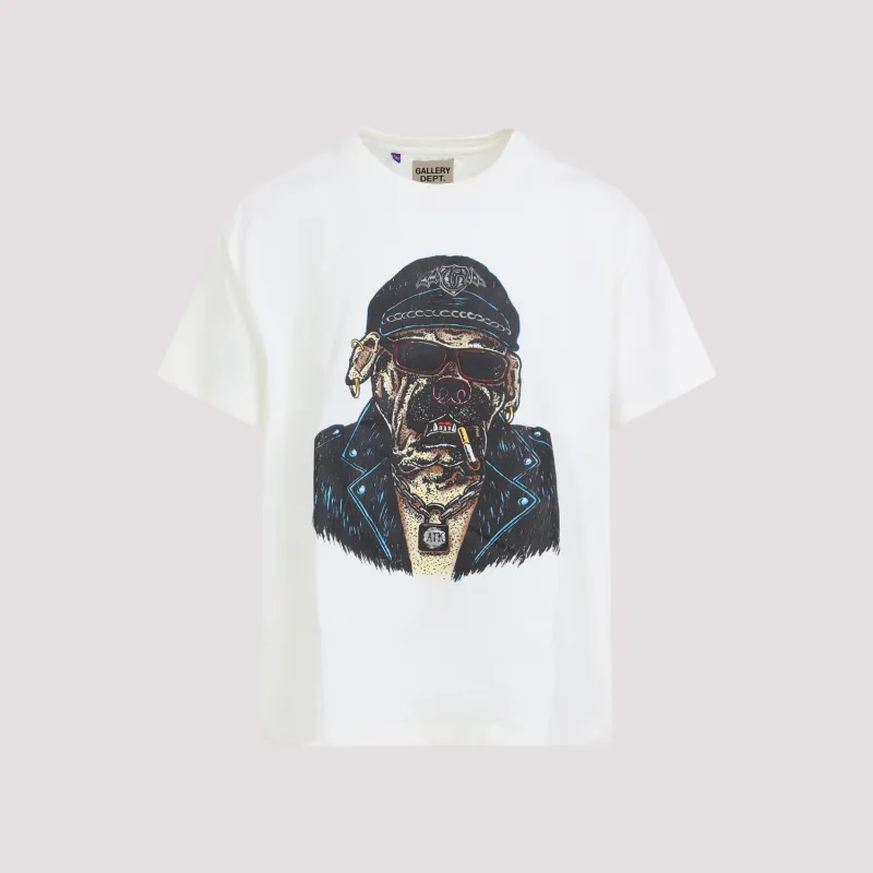 ARCHIVAL WHITE COTTON OCT BIKER DOG T-SHIRT made by Gallery Dept.