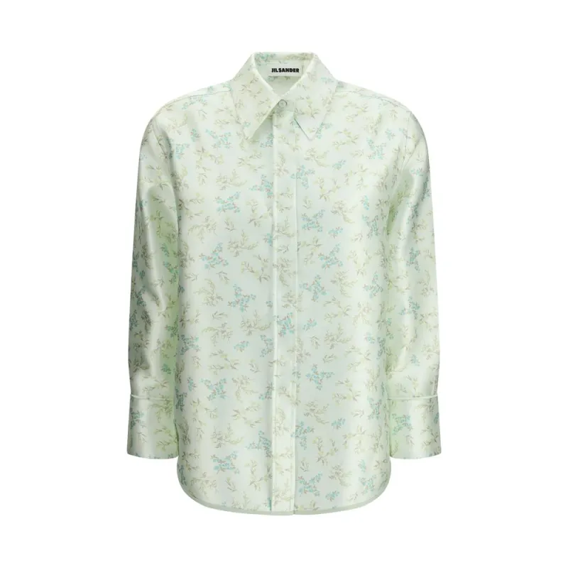 Green Silk Pattern Shirt made by Jil Sander