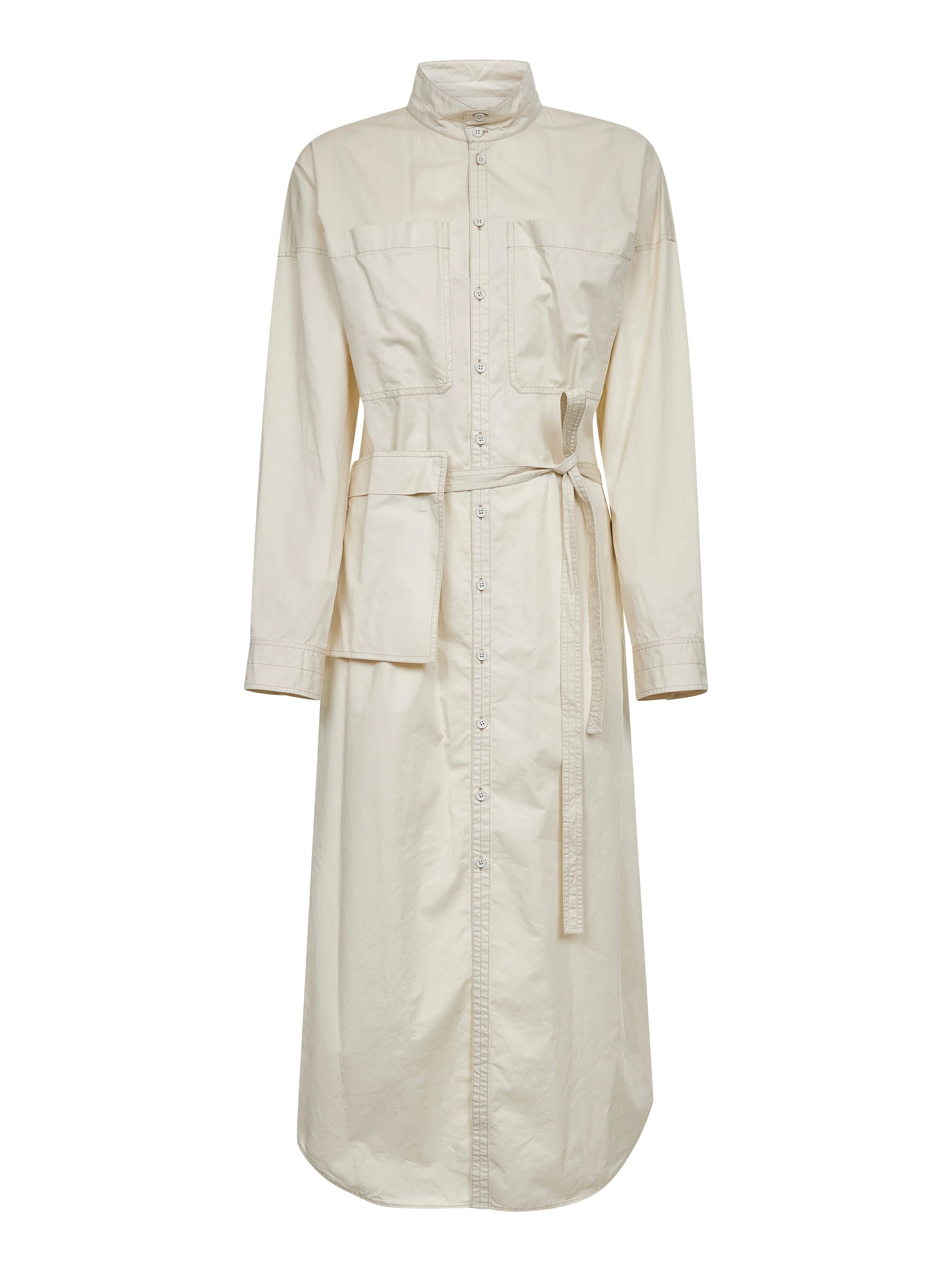 Ivory Cotton Satin Long Shirt Dress sold by Lord & Taylor