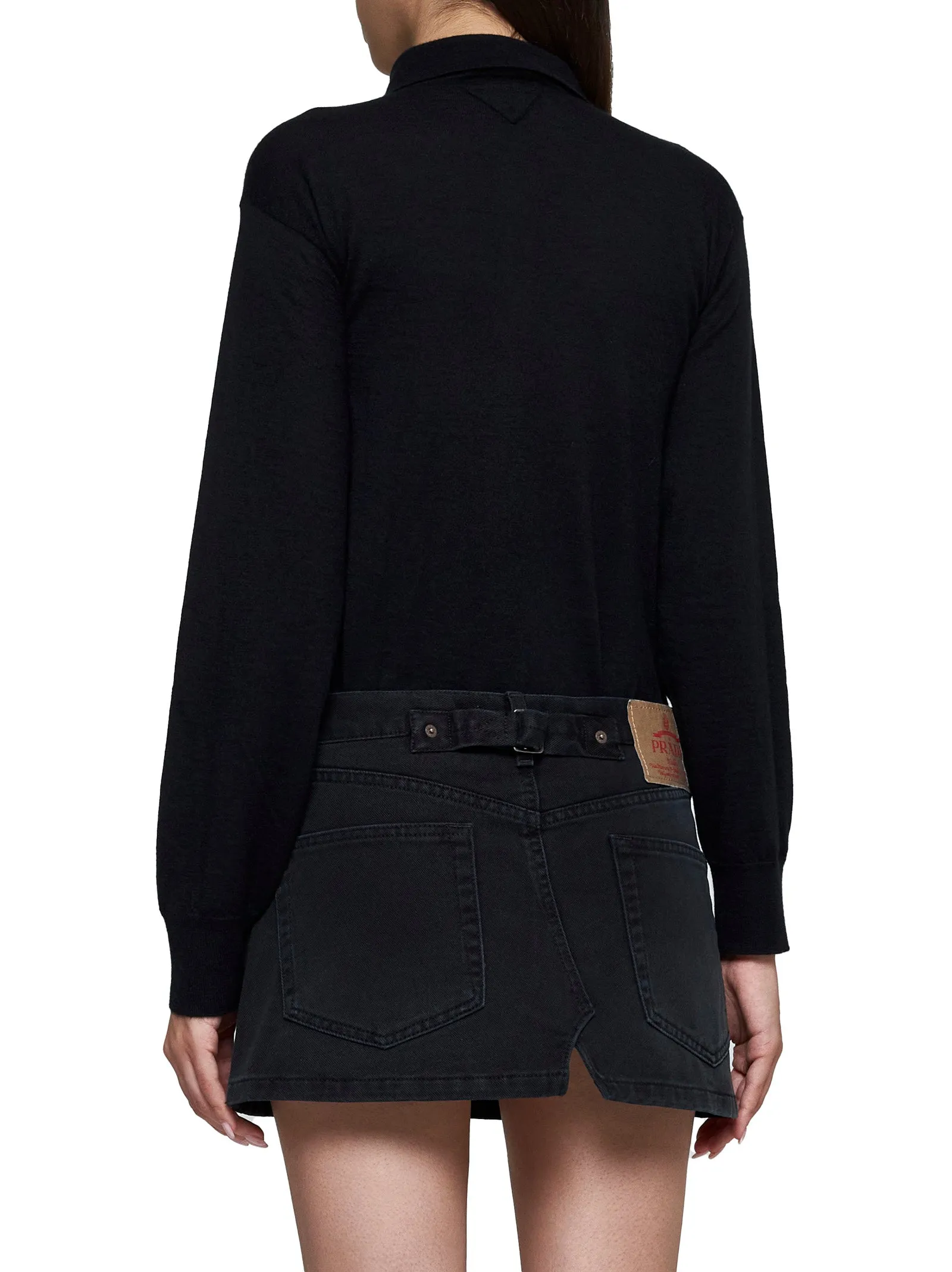 Prada Logo-Plaque Denim Miniskirt sold by Lord & Taylor product image thumbnail 4