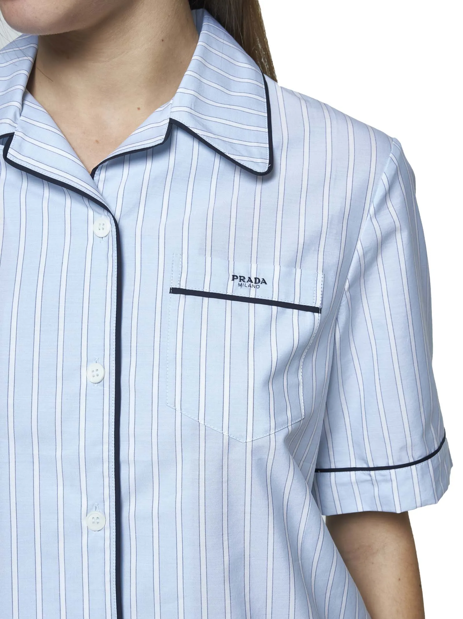 Prada Pinstripe Cotton Shirt sold by Lord & Taylor product image thumbnail 5