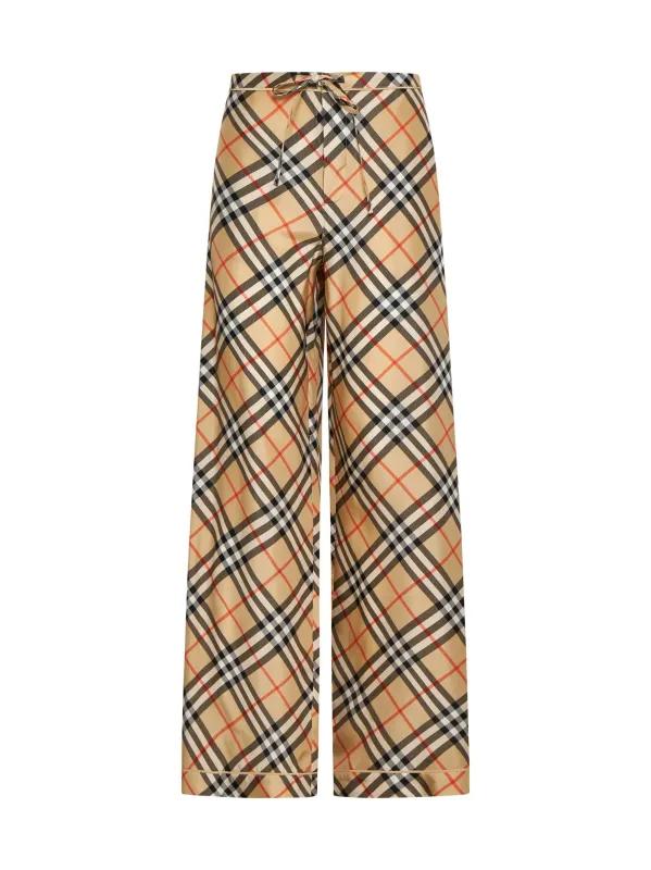 Burberry Check Print Silk Trousers sold by Lord & Taylor