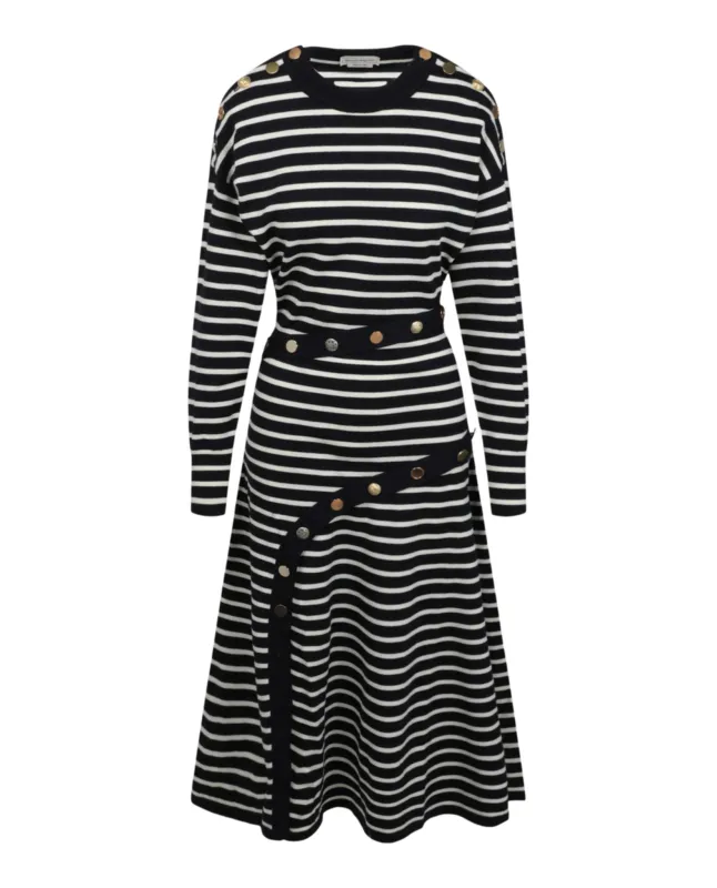 Mixed Buttons Striped Dress made by Alexander McQueen