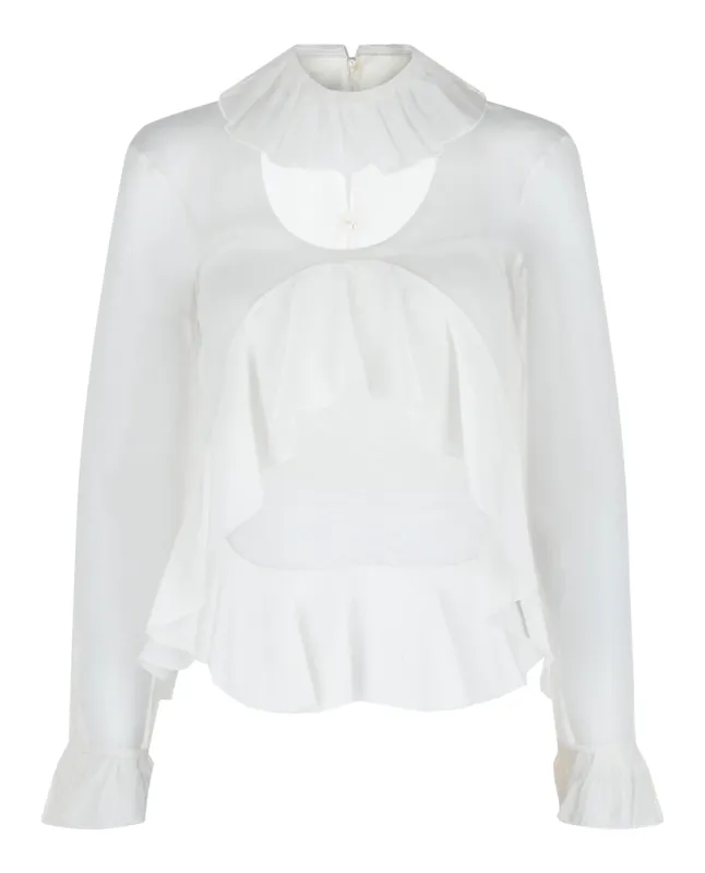 Cropped Silk Blouse With Ruffles sold by Lord & Taylor