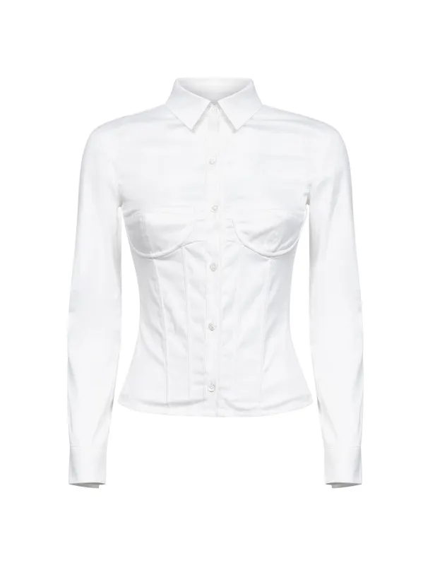 White Corseted Poplin Shirt made by Balenciaga