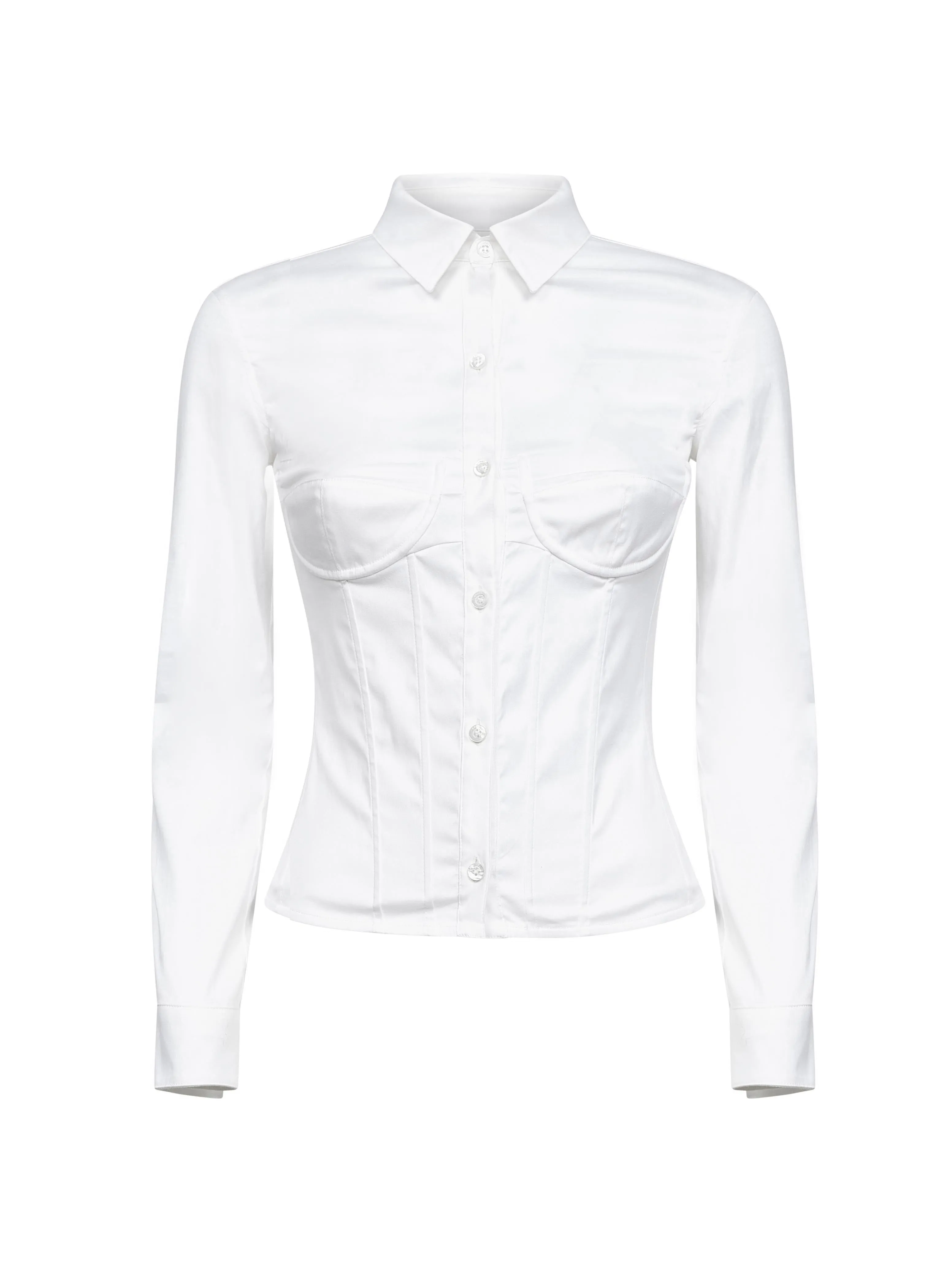 White Corseted Poplin Shirt sold by Lord & Taylor