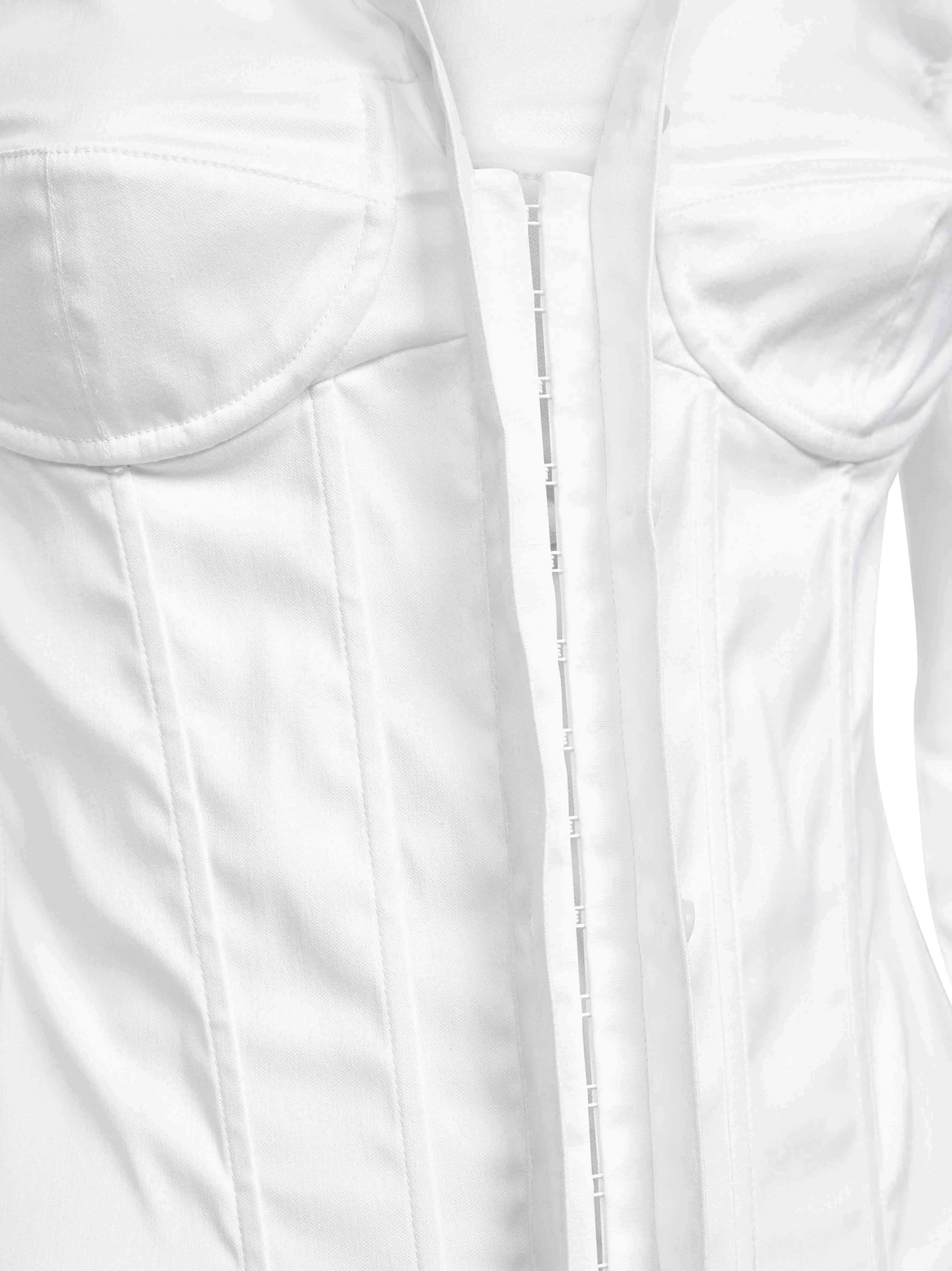 White Corseted Poplin Shirt sold by Lord & Taylor product image thumbnail 3