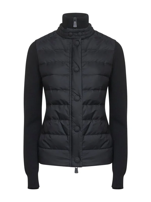 Black Stretch Merino Wool Padded Cardigan sold by Lord & Taylor