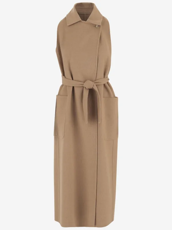 Long Sleeveless Coat in Camel sold by Lord & Taylor