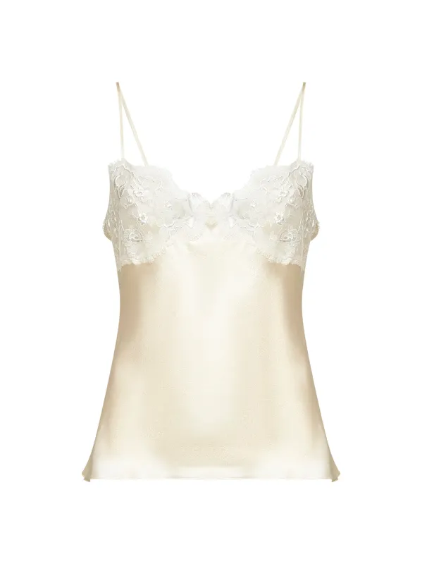 Ivory Silk Satin and Lace Camisole Top sold by Lord & Taylor