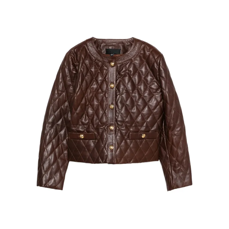 Bordeaux Quilted Lambskin Jacket sold by Lord & Taylor
