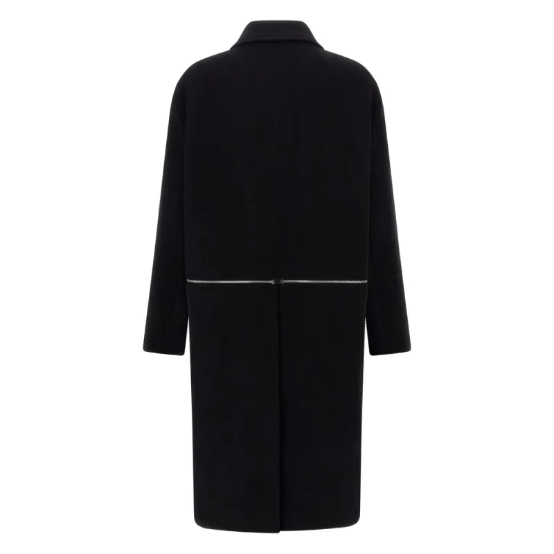 Black Wool Coat with Detachable Panel made by Rick Owens