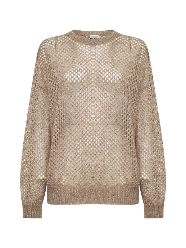 Beige Mohair-Blend Dazzling Mesh Sweater sold by Lord & Taylor
