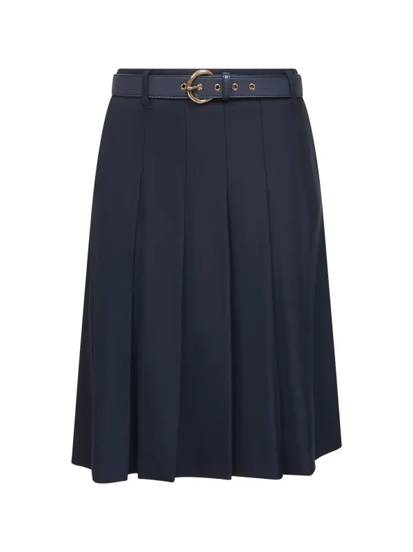 Pleated Wool-Twill Midi Skirt sold by Lord & Taylor