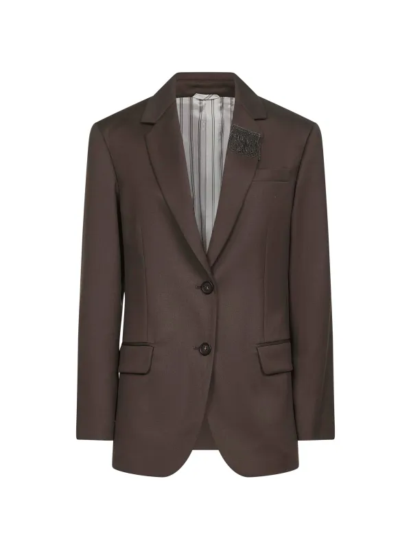 Brown Twill Single-Breasted Blazer sold by Lord & Taylor