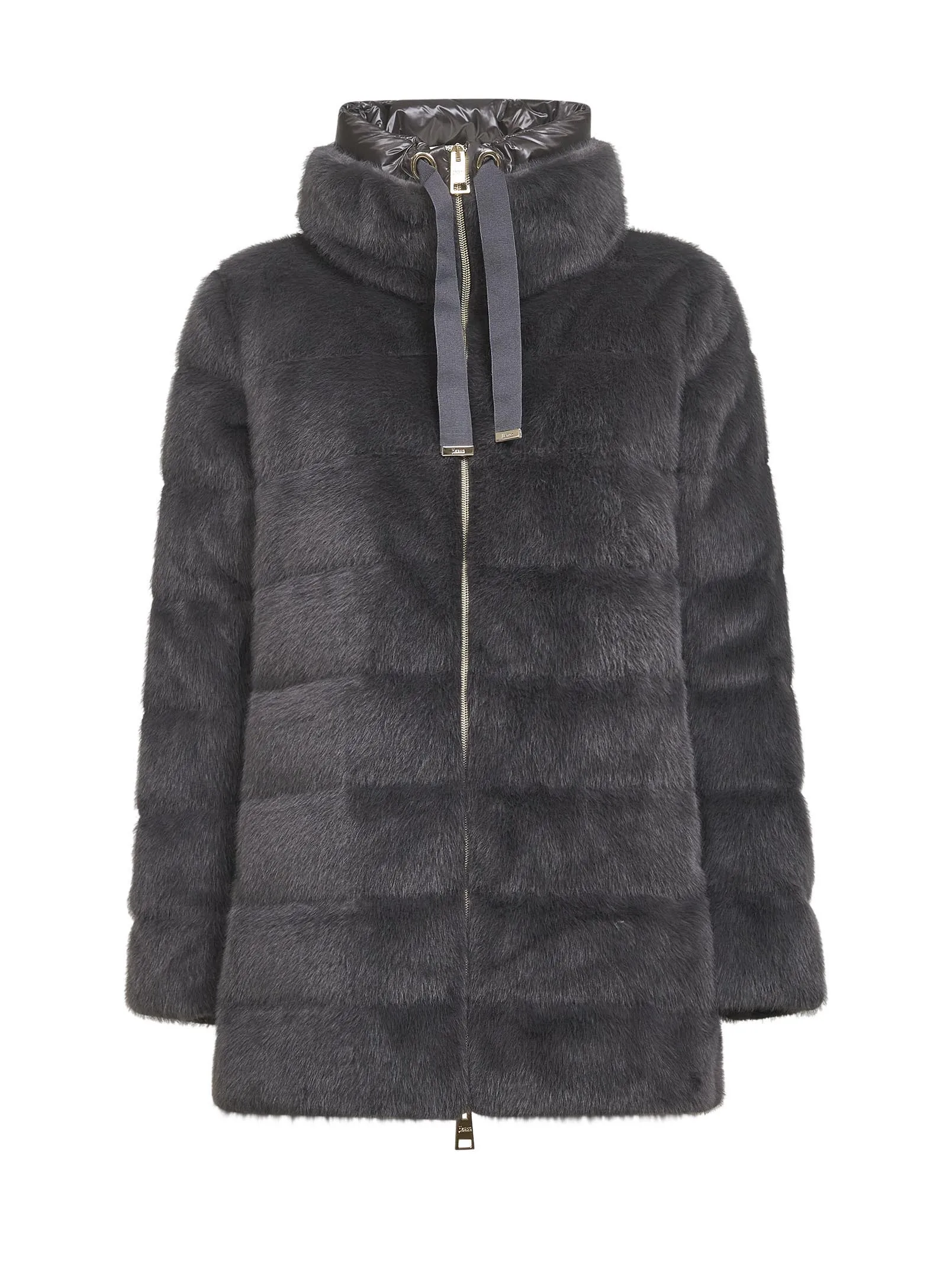 Grey A-Shape Faux Fur Puffer Jacket sold by Lord & Taylor