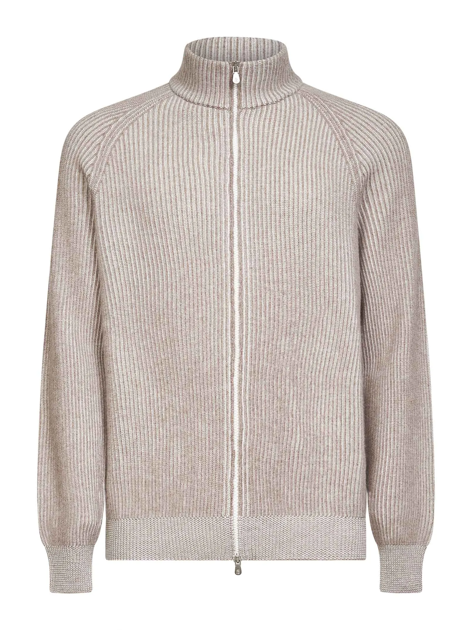 Beige Cashmere Mouliné Zip Cardigan sold by Lord & Taylor