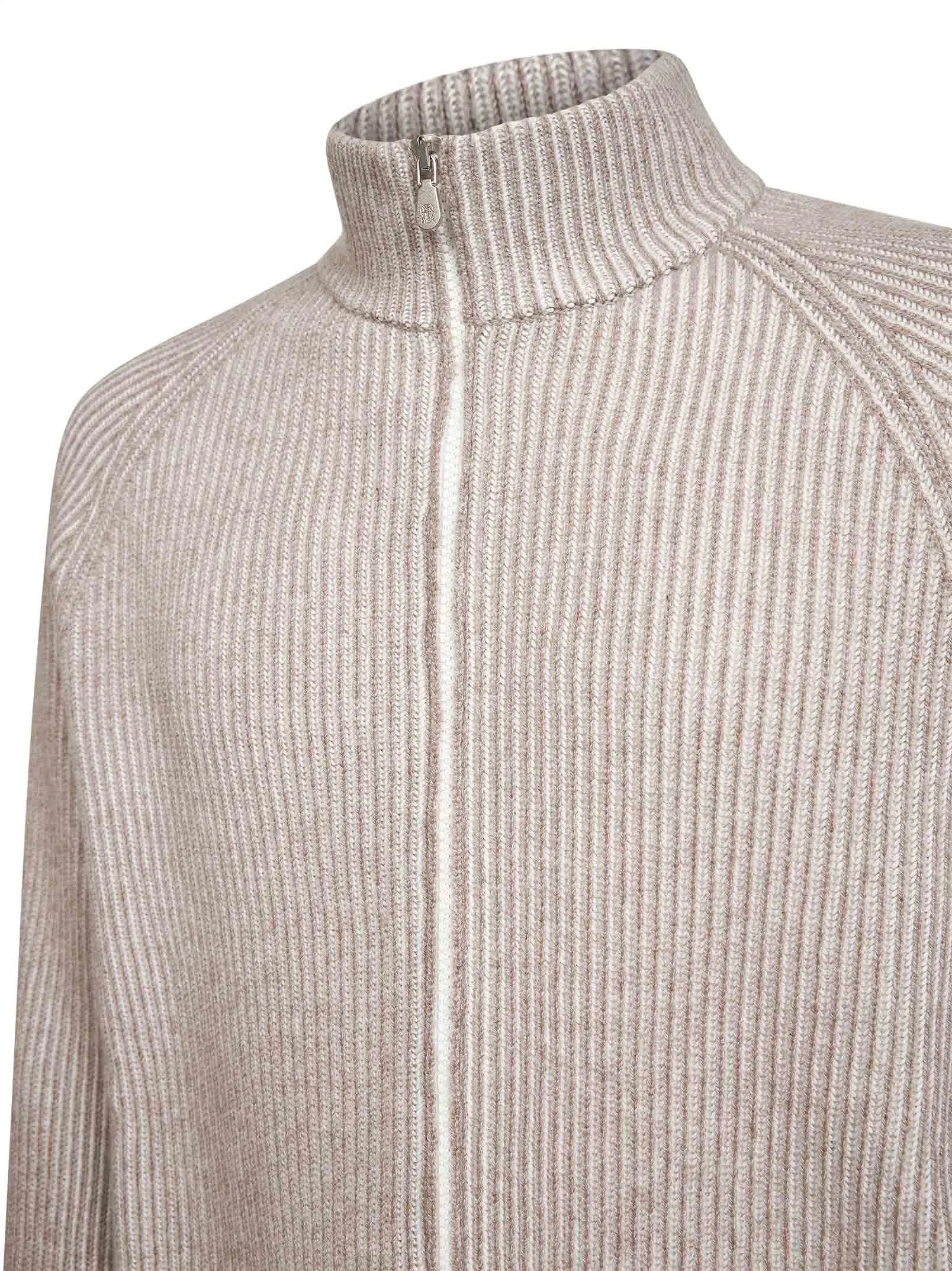 Beige Cashmere Mouliné Zip Cardigan sold by Lord & Taylor product image thumbnail 3