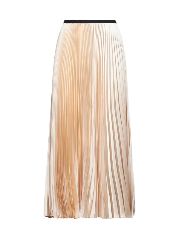 Beige Satin Pleated Long Skirt sold by Lord & Taylor