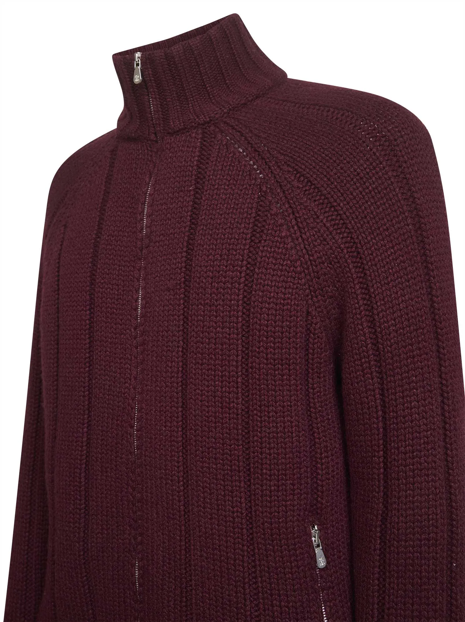 Bordeaux Wide-Rib Cashmere Zip-Up Cardigan sold by Lord & Taylor product image thumbnail 3