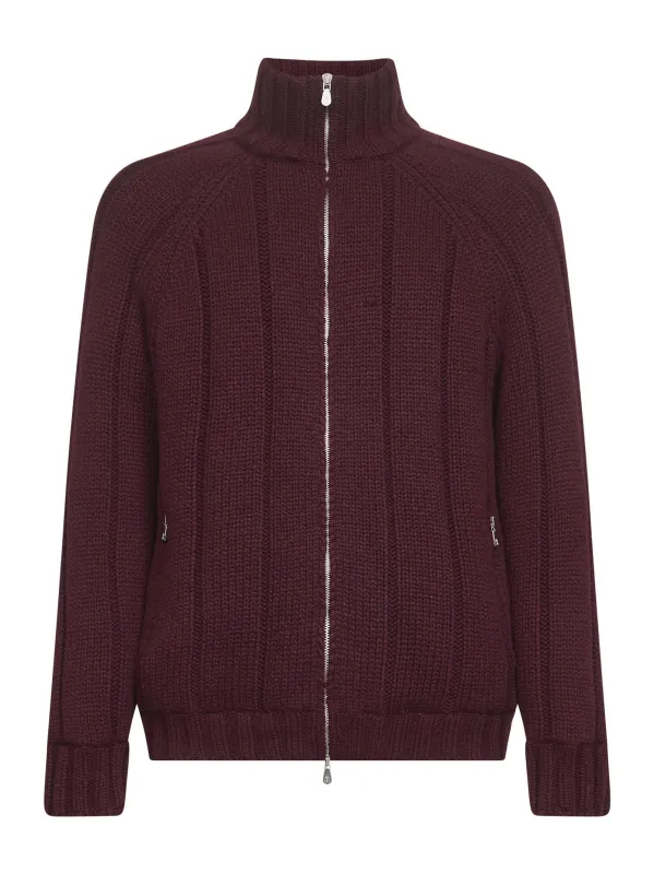Bordeaux Wide-Rib Cashmere Zip-Up Cardigan sold by Lord & Taylor
