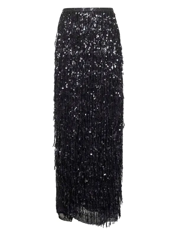 Black Silk Column Skirt made by Brunello Cucinelli