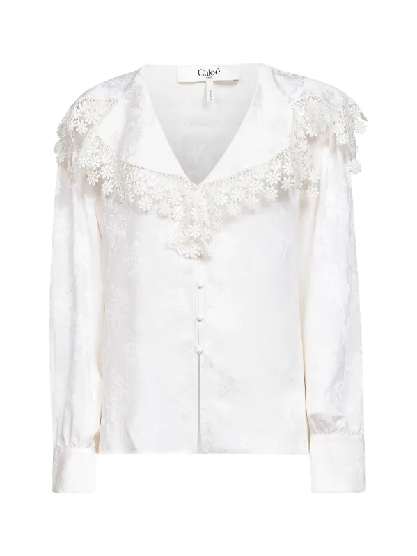 Ivory Silk Jacquard Lace Blouse sold by Lord & Taylor