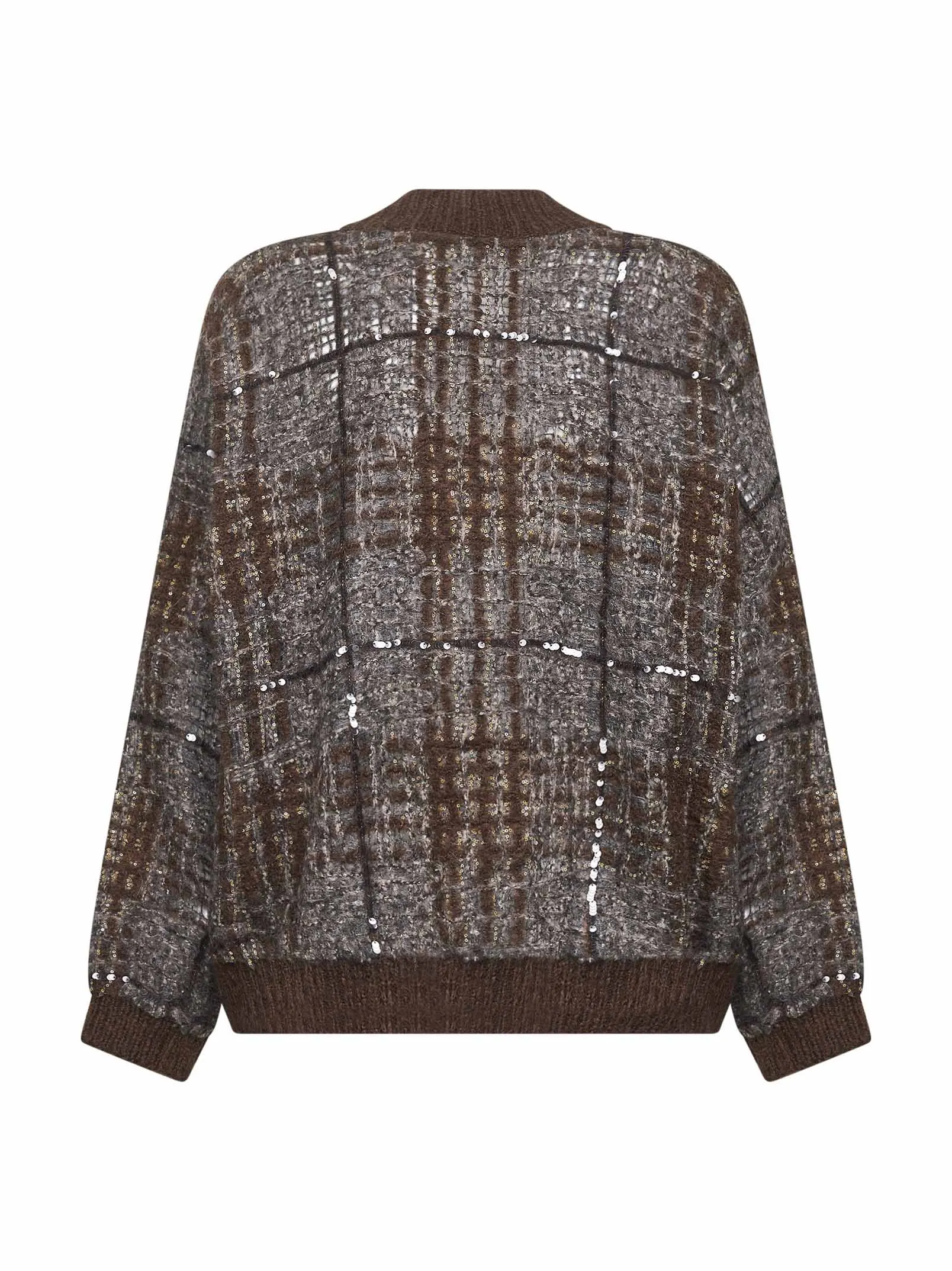 Brown Jacquard Check Embroidered Cardigan sold by Lord & Taylor product image thumbnail 2